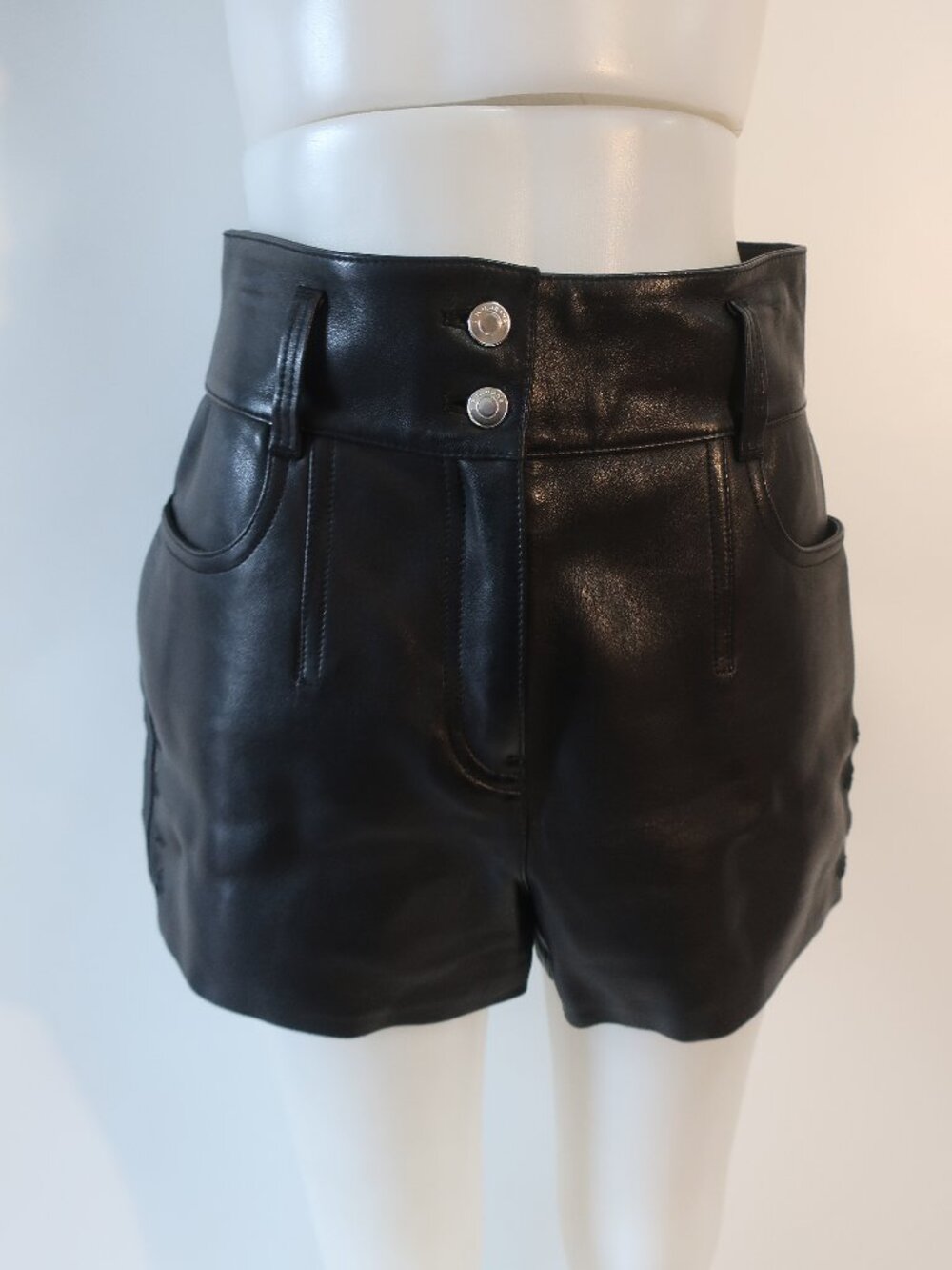 Womens Iro Paris Adil (Item- 37) Black Pure Lamb Leather Shorts 38 US/6 - Picture 3 of 11